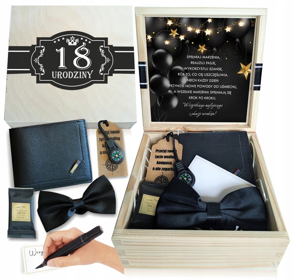 Na 18 Urodziny Dla Chłopaka Portfel zestaw prezentowy pudełko