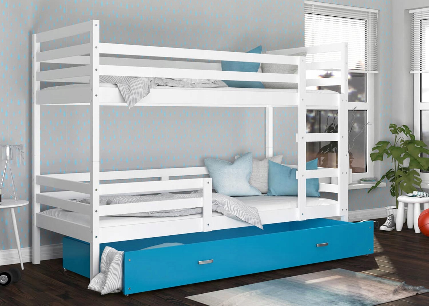 Piętrowe Łóżko z Szufladą 90x200 Białe Sosnowe Liczba miejsc do spania 2