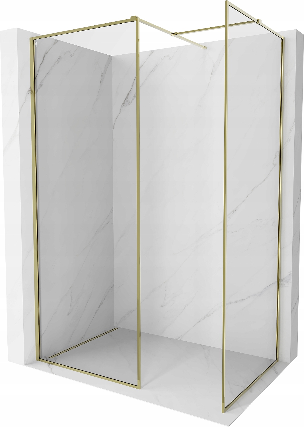 Mexen Kioto-F Walk-in sprchová stěna s rámem 90x80 cm, transparentní, zlatá