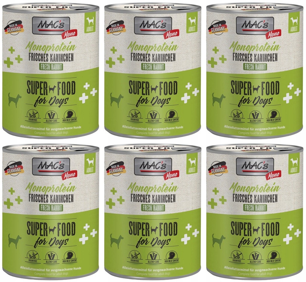 Levně Mac's Pes Monoprotein Králík 6 x 800 g Pro Psa