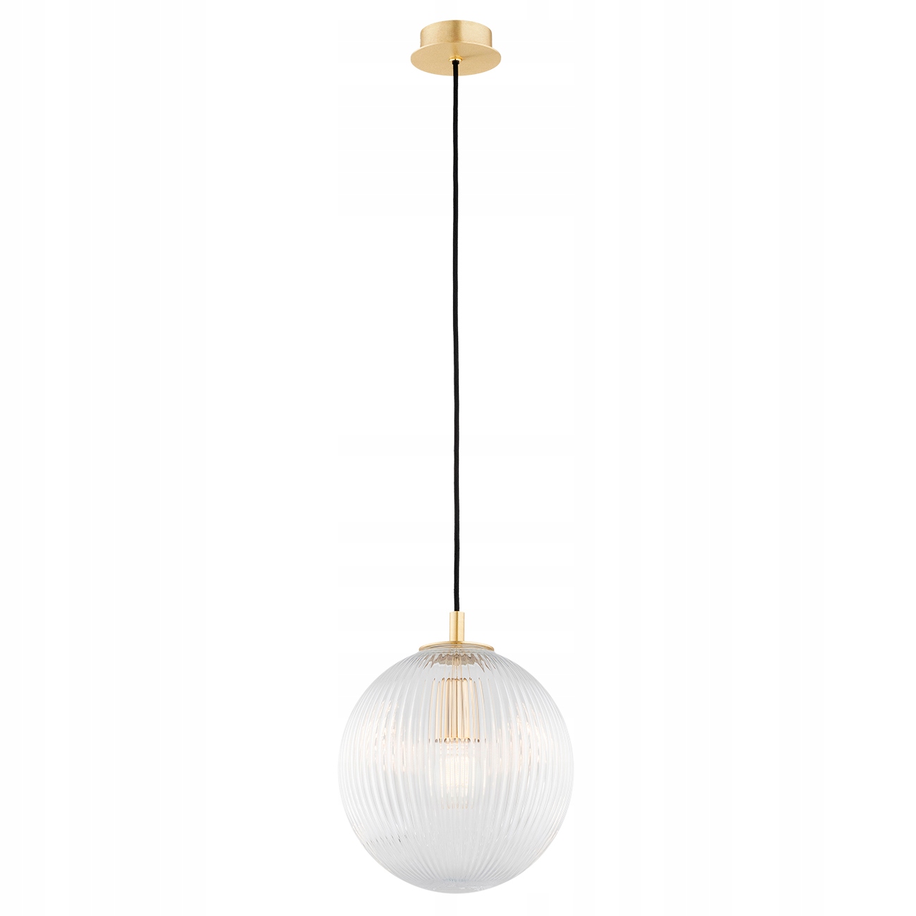 Lampa Wisząca 1P Ryflowane Szkło Mosiądz E27 Większa Paloma Argon