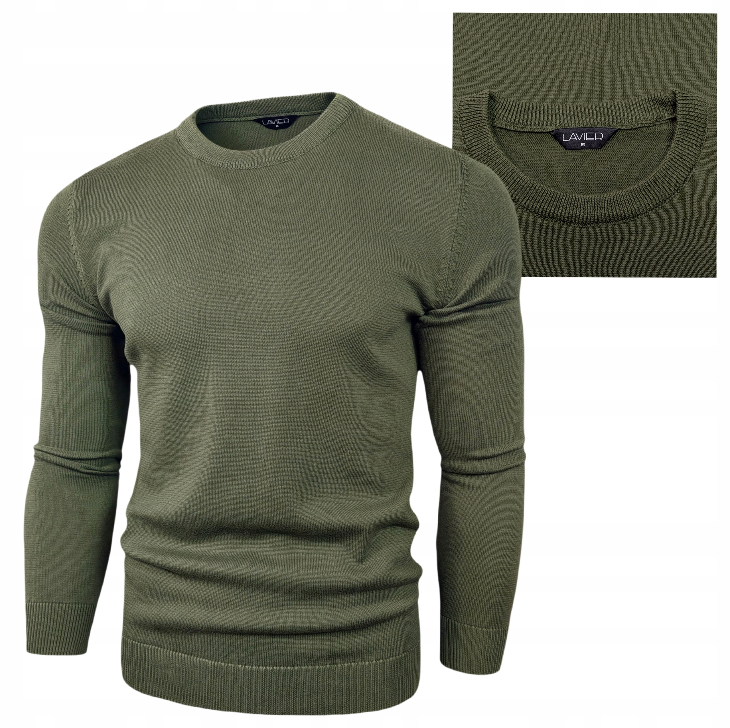 Pánský svetr Lavier 100% Bavlna elegantní, klasický, pohodlný, khaki, vel. XL