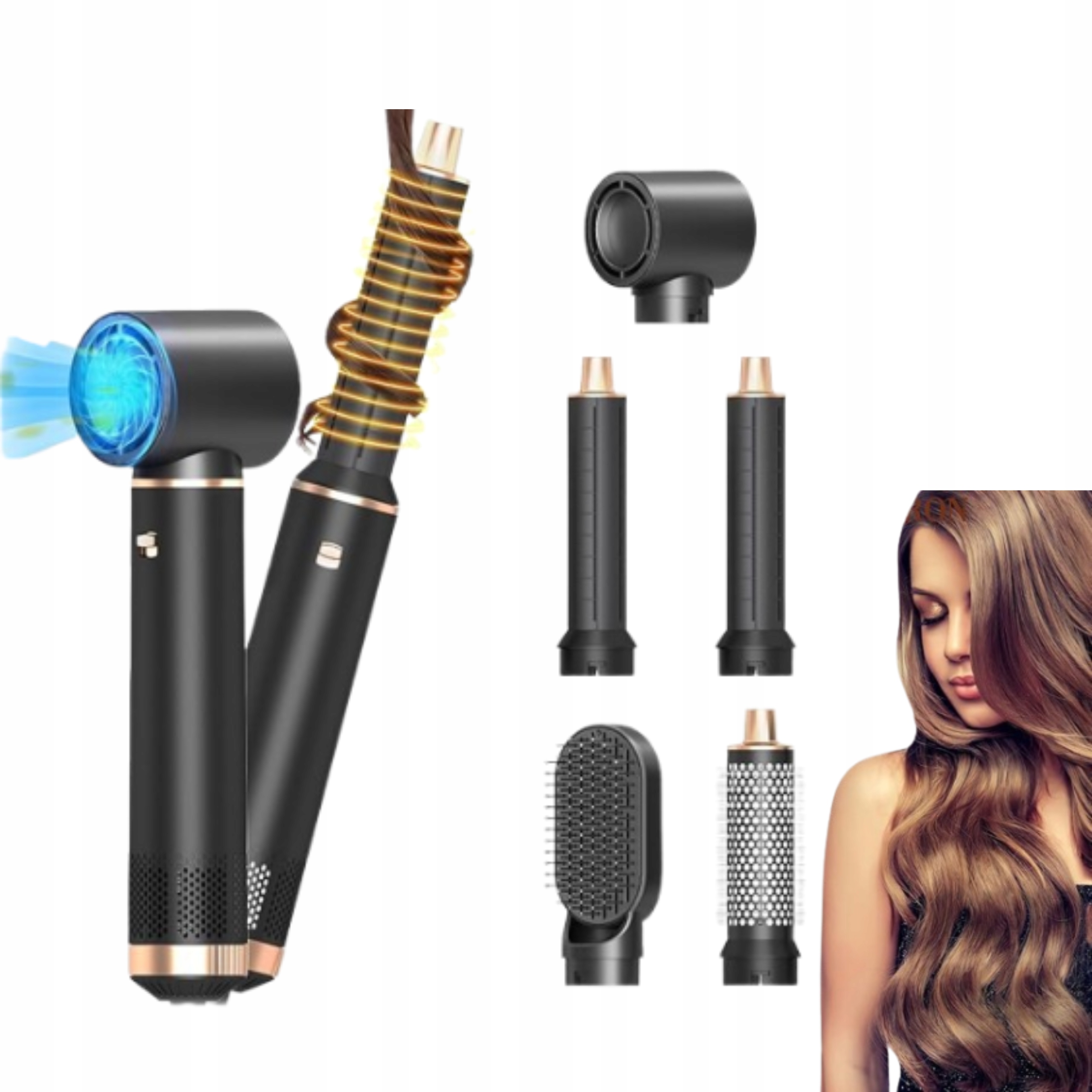 Multifunkční vysoušeč vlasů 5 v 1 s koncentrátorem, ionizace, silný