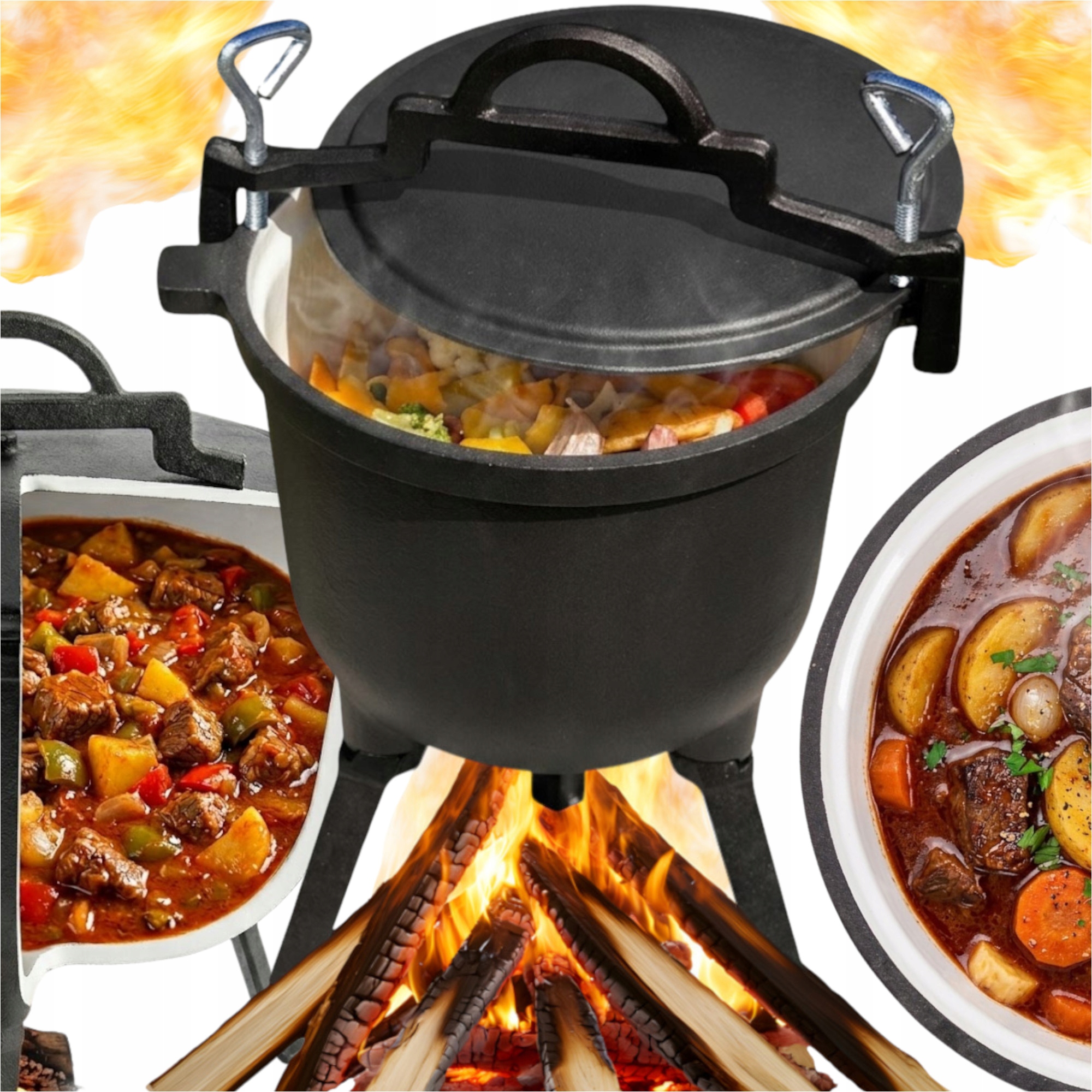 Lovecký Litinový Hrnec Na Vaření Na Ohni S 12 Kg Smaltem