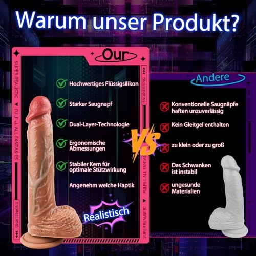 REALISTISCHER Dildo Silikonowy 21 cm z Przyssawką i Dużymi Jądrami — miniatura 6