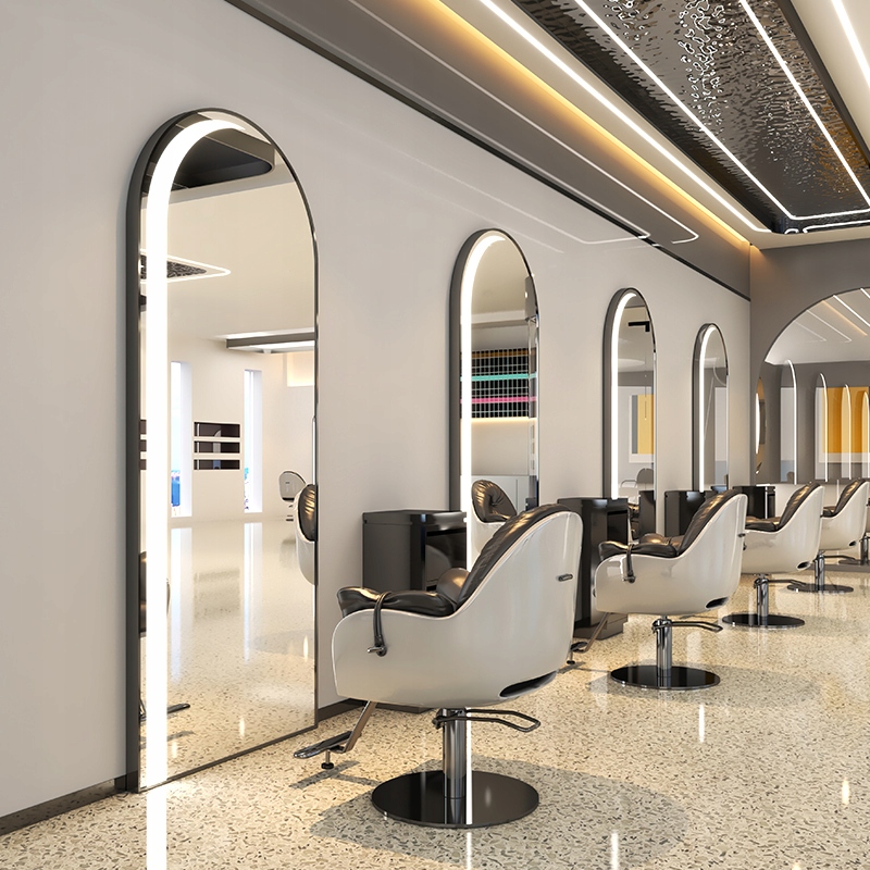 Kadeřnická konzola barberská zrcadlo pro kadeřnictví 180x80 Led Pro