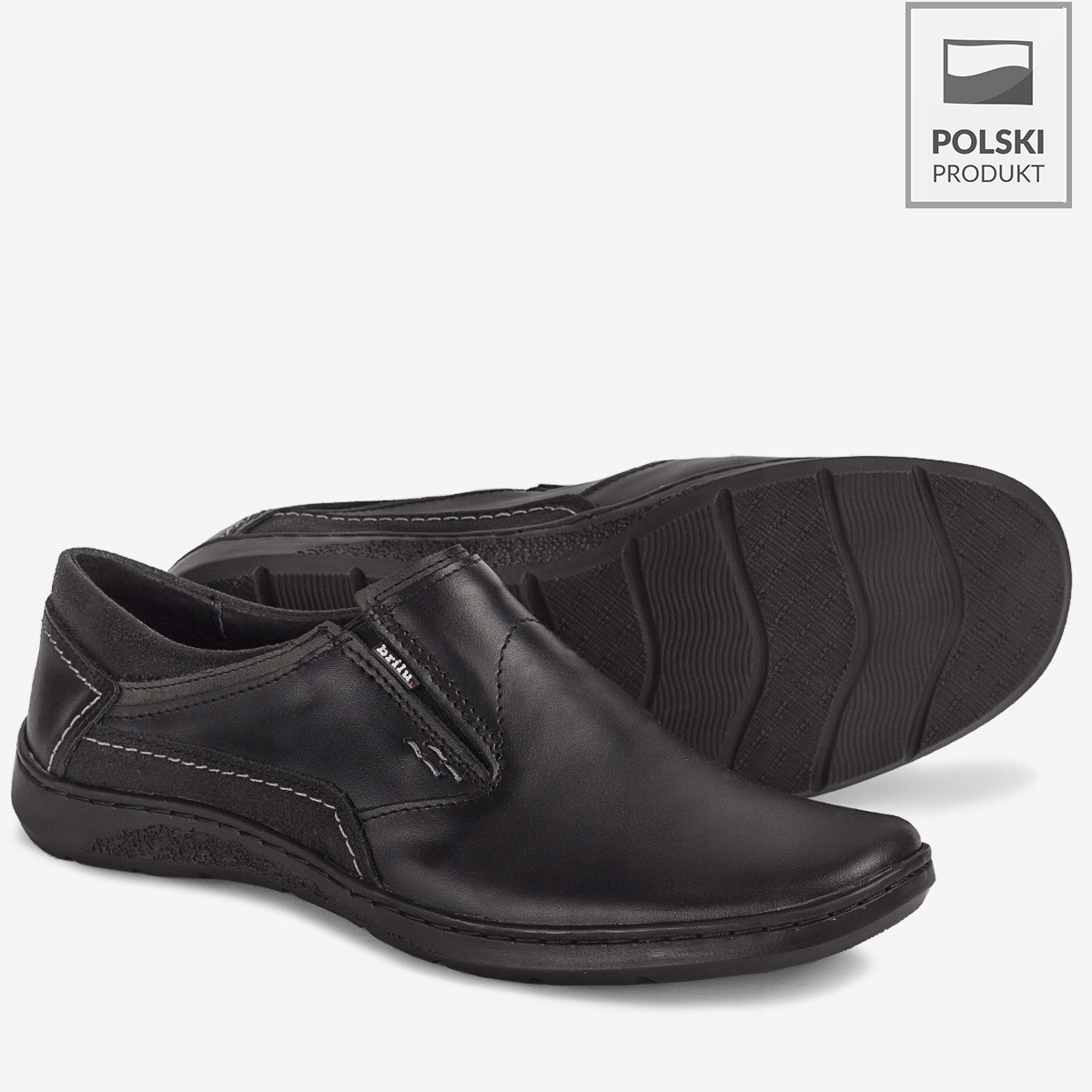 BRILU WKŁADANE PÓŁBUTY ZE SKÓRY LICOWEJ CZARNE 45 Rozmiar 45