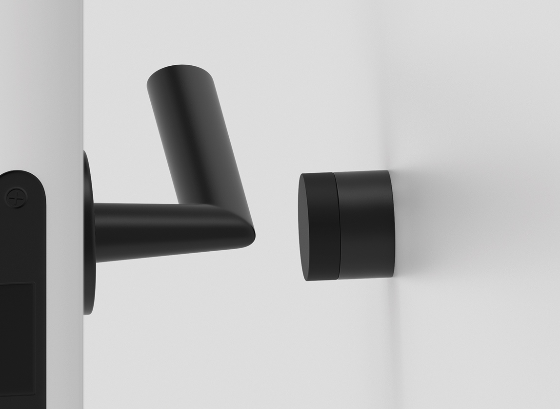 Odbojnik ścienny, stoper do drzwi, walec, czarny Marka Metal-Bud