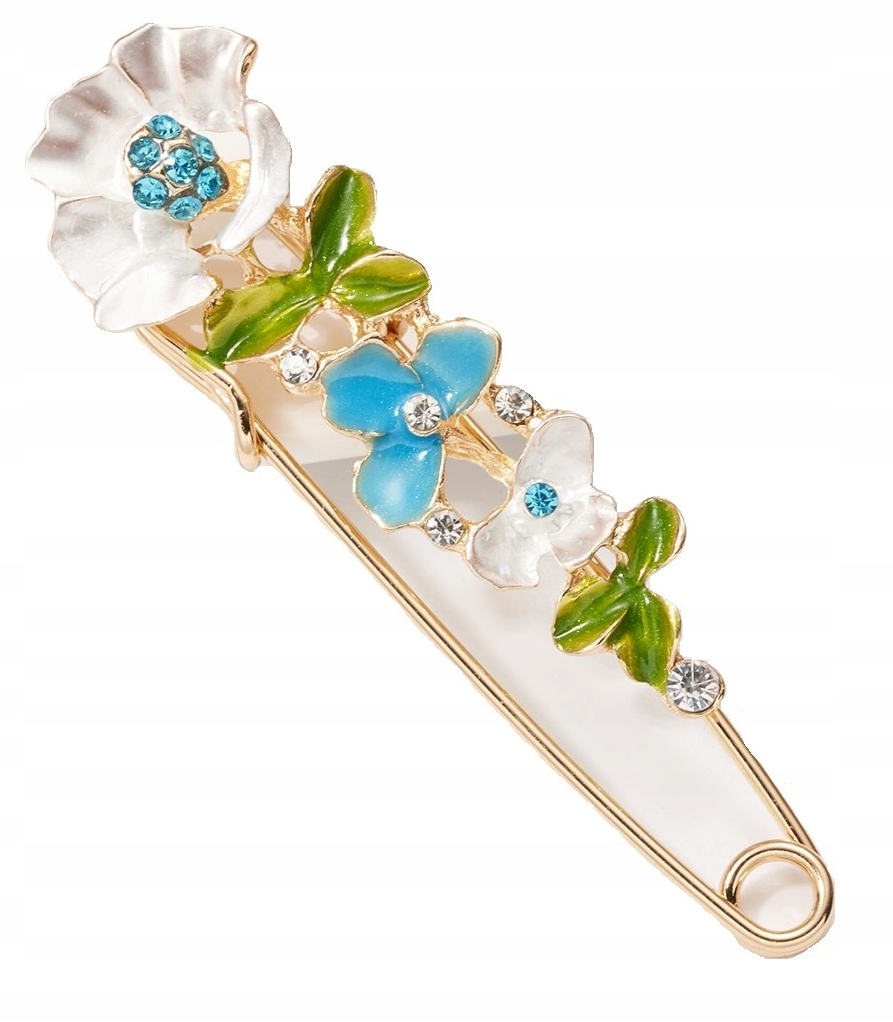 

Broszka - Agrafka z Kwiatami - niebieska Lux z Pl