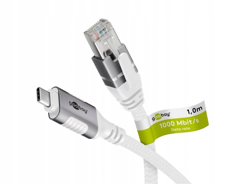 Kabel adapter Ethernet kat.6 FTP USB-C 3.1 (typ A) do RJ45 (8P8C), 1 m