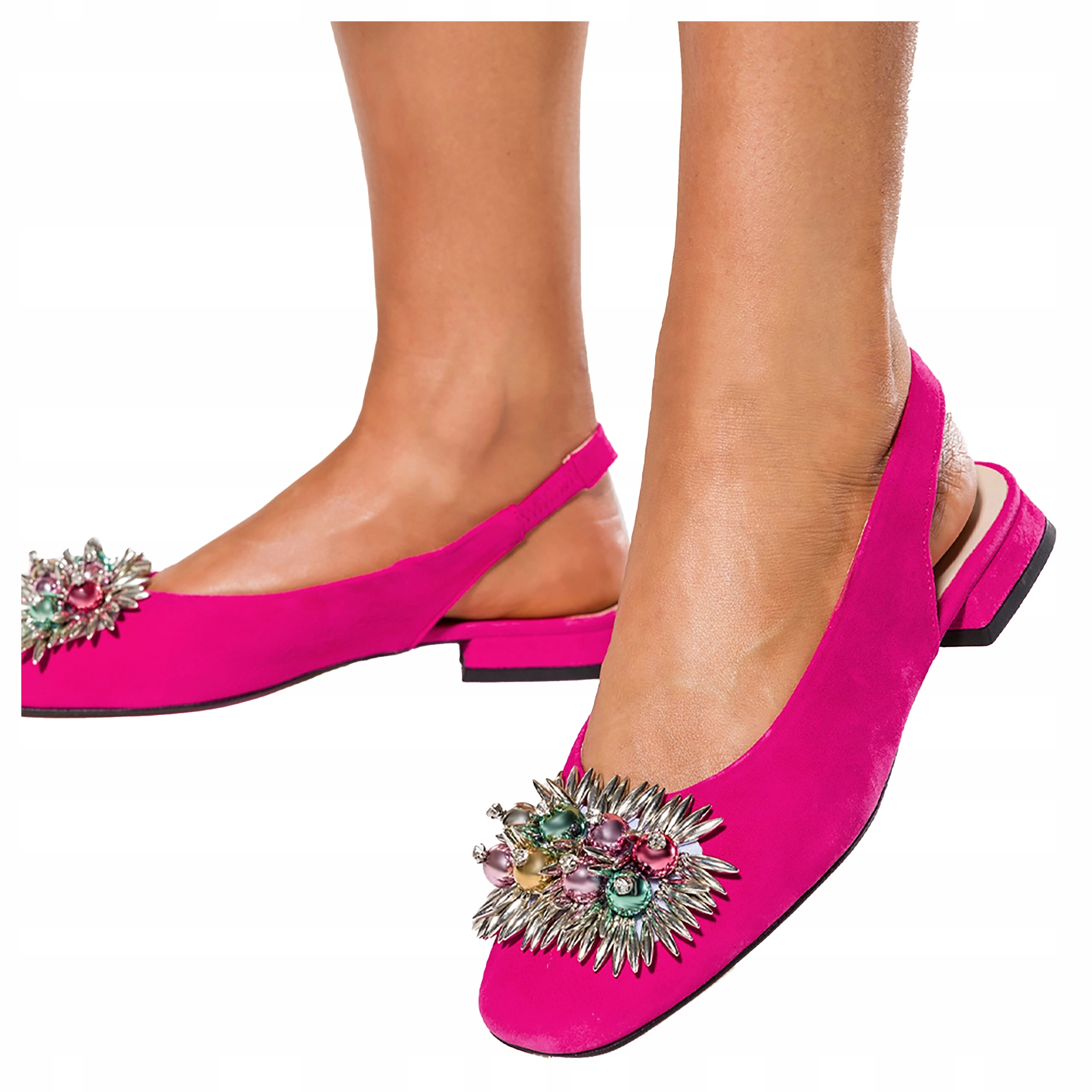 Dámské kožené baleríny Módní ozdoba Polobotky Růžové Polský Výrobek vel. 37