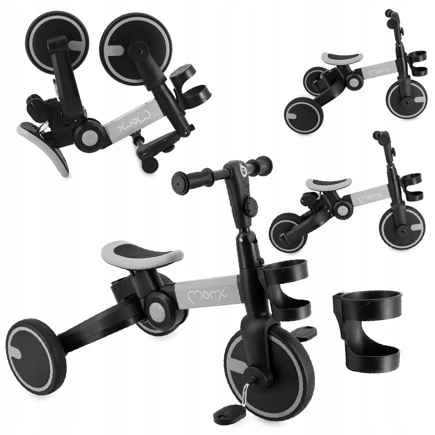 Rowerek biegowy MoMi Filo szary od 2 lat lekki regulacja trójkołowy 3w1