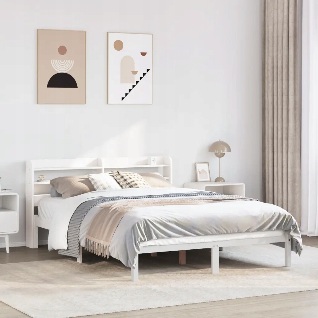 Rám postele bez matrace, bílý, 160x200 cm, masivní borovicové dřevo