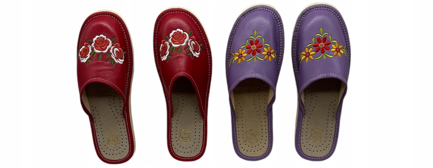 Kapcie pantofle zakryte haftowane czerwone tanie 40 Rozmiar 40