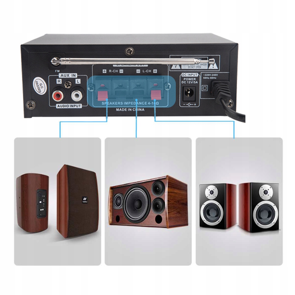 RECEIVER 360W BLUETOOTH USB STEREO AMPLIFIER FM TF Komunikacja Bluetooth