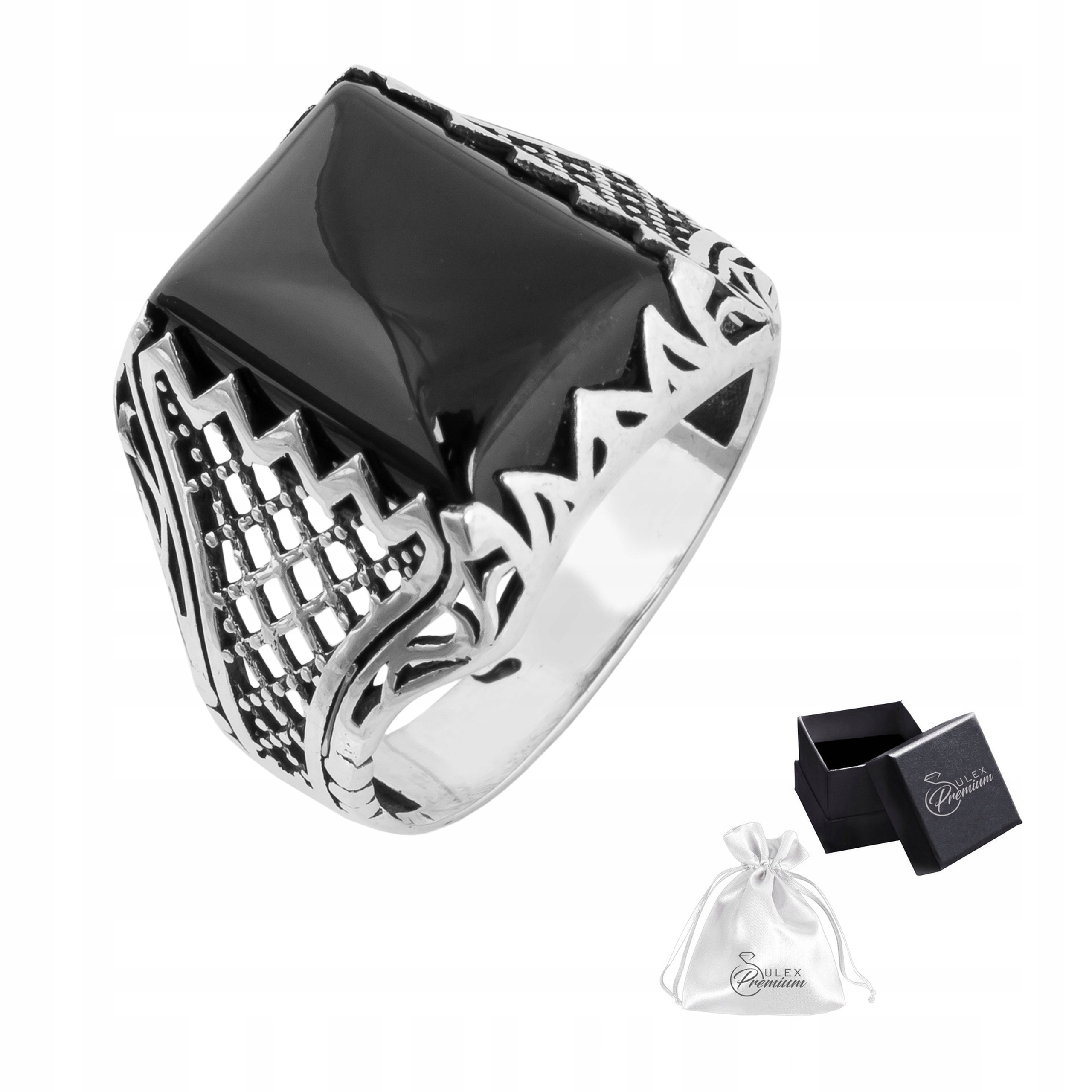 ryzost 925 Působivý pánský prsten s černým onyxem vel. 21