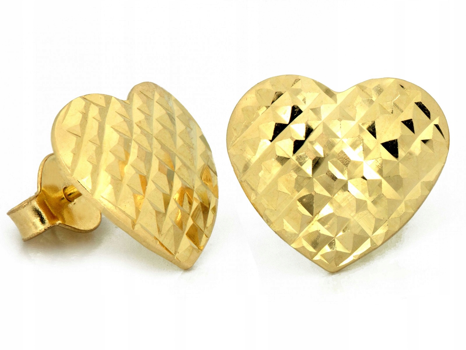 Zlaté Náušnice se srdíčky 585 pro ni ženy, 14k