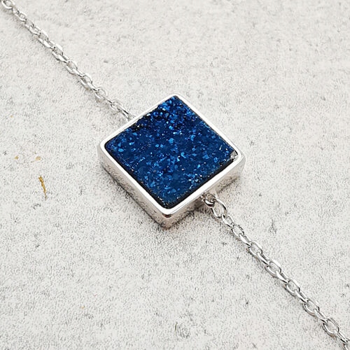 Náramek ze stříbra s modrou drúzou