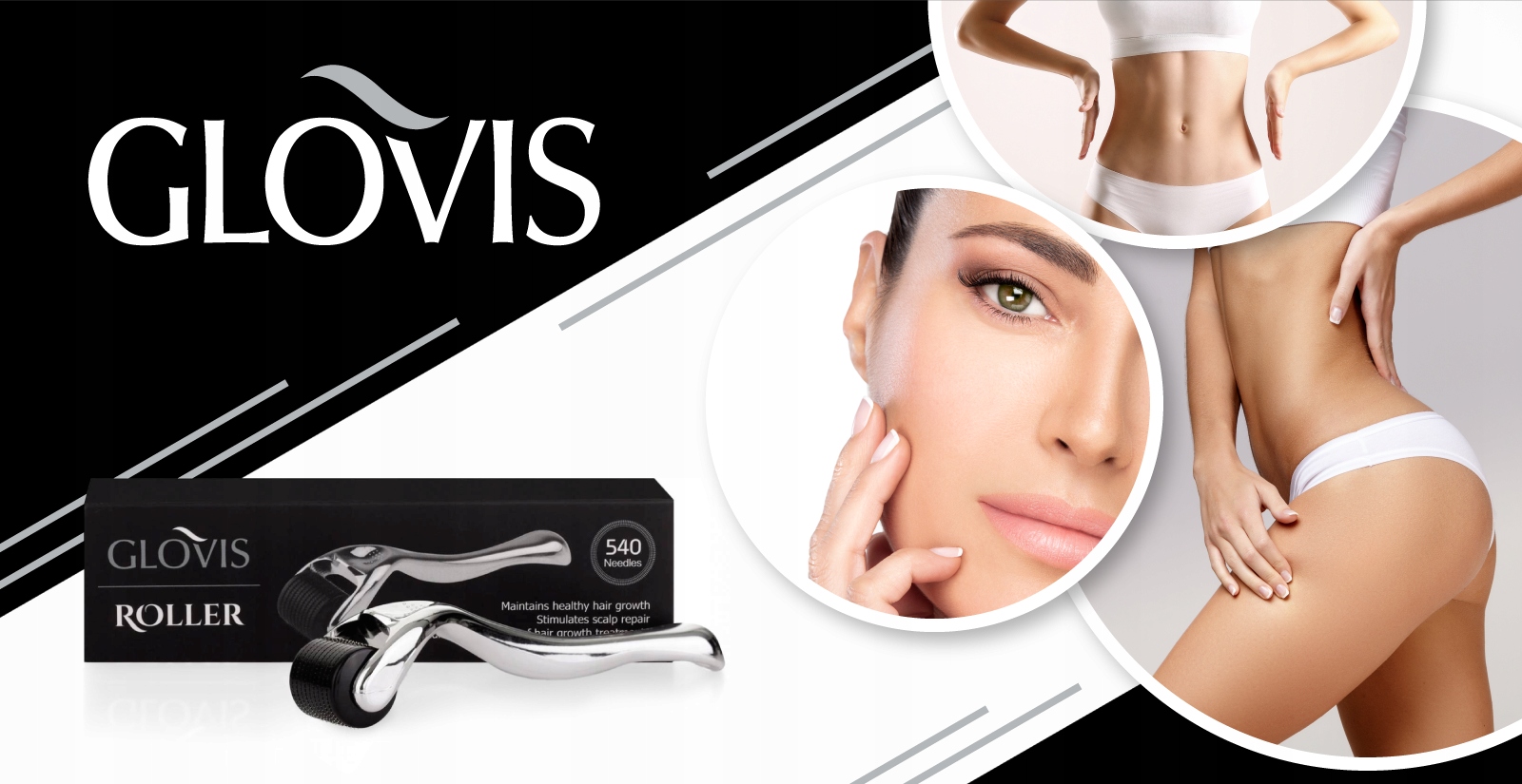 GLOVIS ROLLER 0.5mm GĘSTE WŁOSY ŁYSIENIE POROST Liczba igieł 540