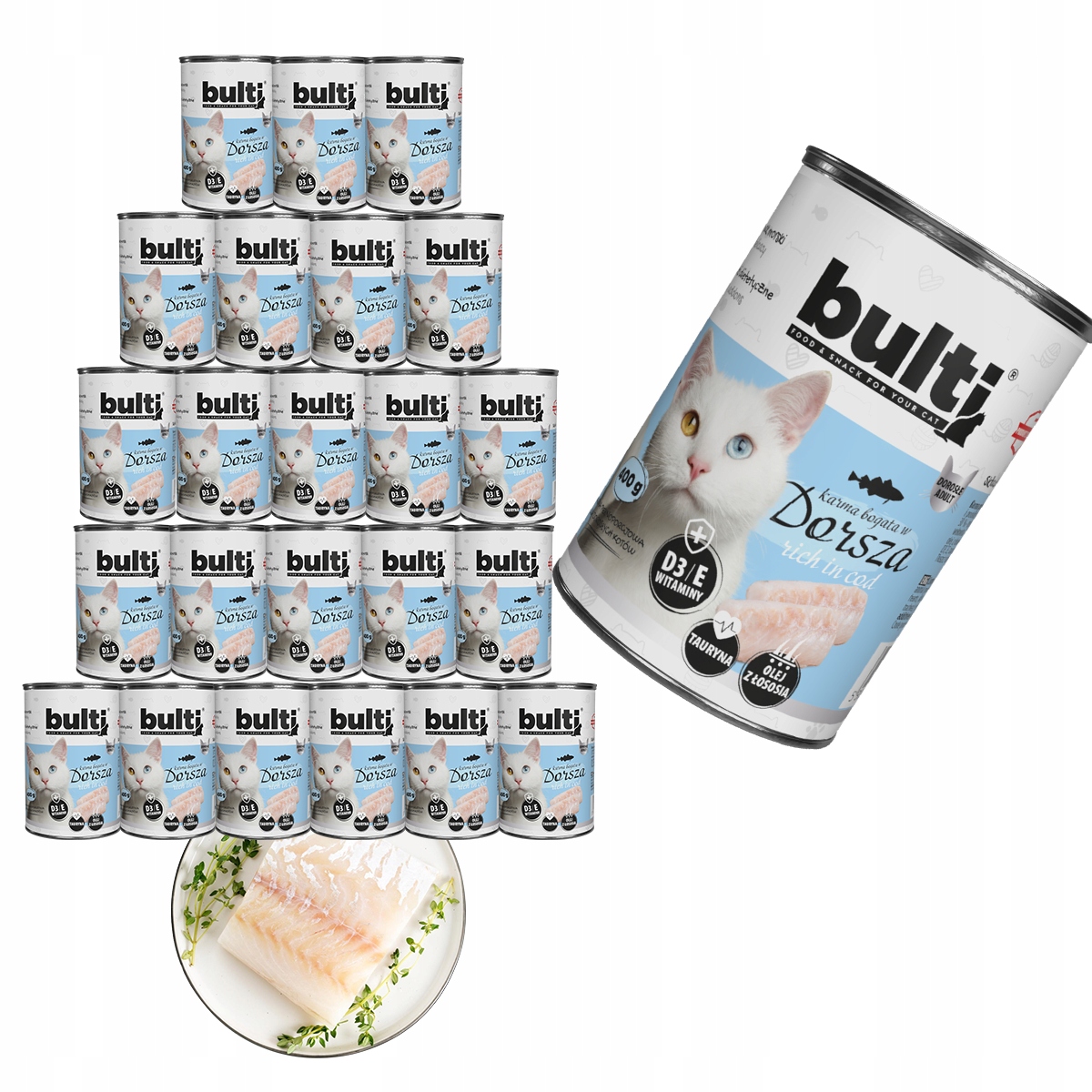 Levně Bulti Pro Kočky Krmivo Konzerva luncheon meat s treskou Set 24x400g