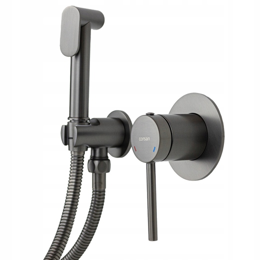 Podomietková bidetová batéria Corsan Lugo CMB7570GM GunMetal s hadicou