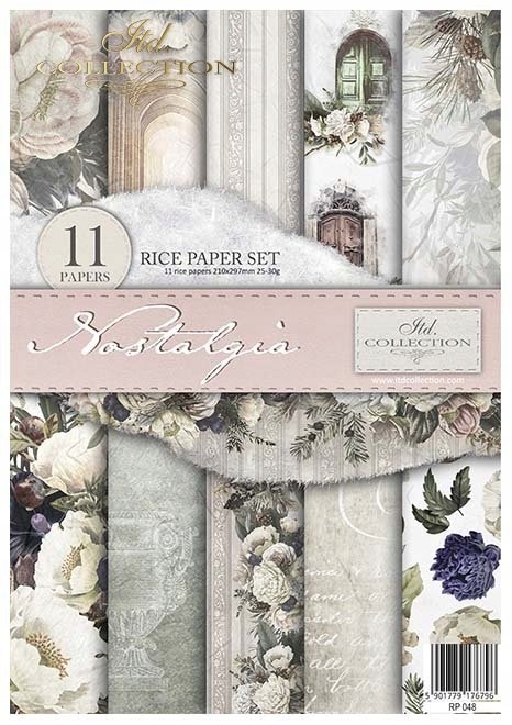 Sada 11 rýžových papírů A4 na decoupage RP048 Nostalgie