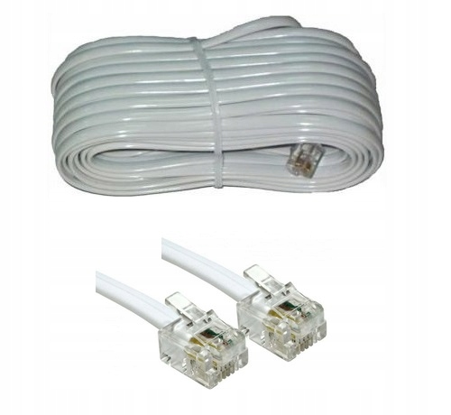 

Kabel Telefoniczny 10m Biały RJ11 6p4c Do Telefonu