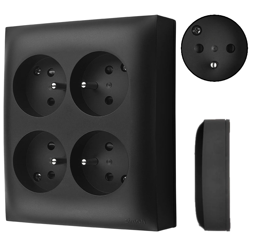 

Simon AquaClick Gniazdo Poczwórne Natynkowe Czarne