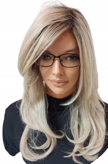 Dlouhá paruka s ofinou na mikrokůži Sound mono lace platinová blond s odr