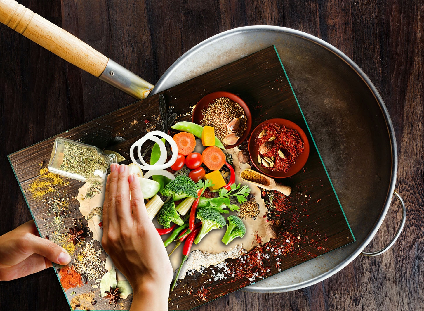 SZKLANA DESKA DO KROJENIA 30x22 PRZYPRAWY SZKŁO HARTOWANE Kształt prostokątny