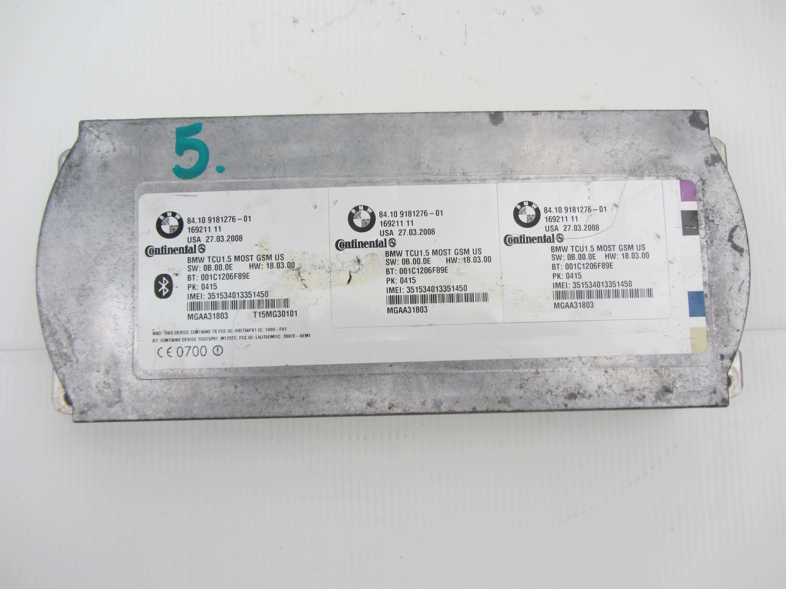 BMW 5 E60 E61 module TELEMATIC GSM 9181276 BLUETOOTH unité de commande électronique uce 84109231092