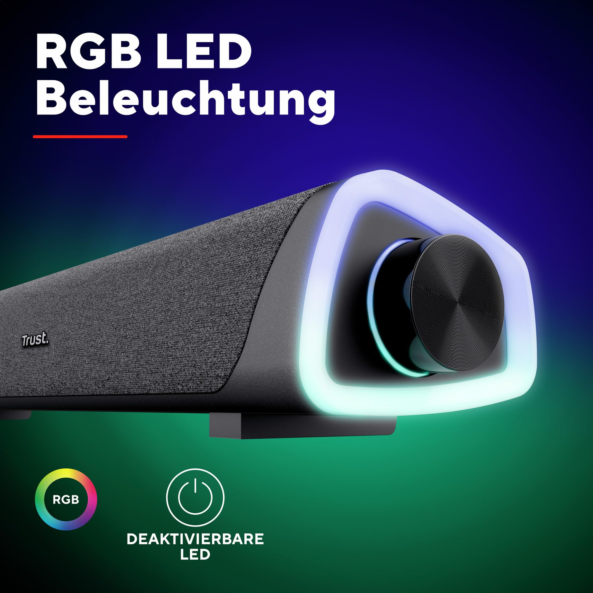 TRUST Liro Soundbar Głośniki PC 12W RGB LED USB AUX Do Komputera Laptopa TV — miniatura 5
