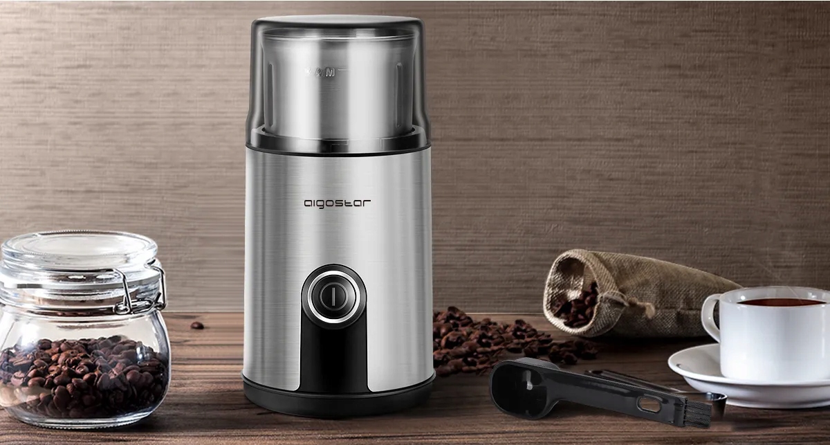 MŁYNEK DO KAWY ZIÓŁ ZBÓŻ LNU PIEPRZU AIGOSTAR 200W Funkcje programator czasowy