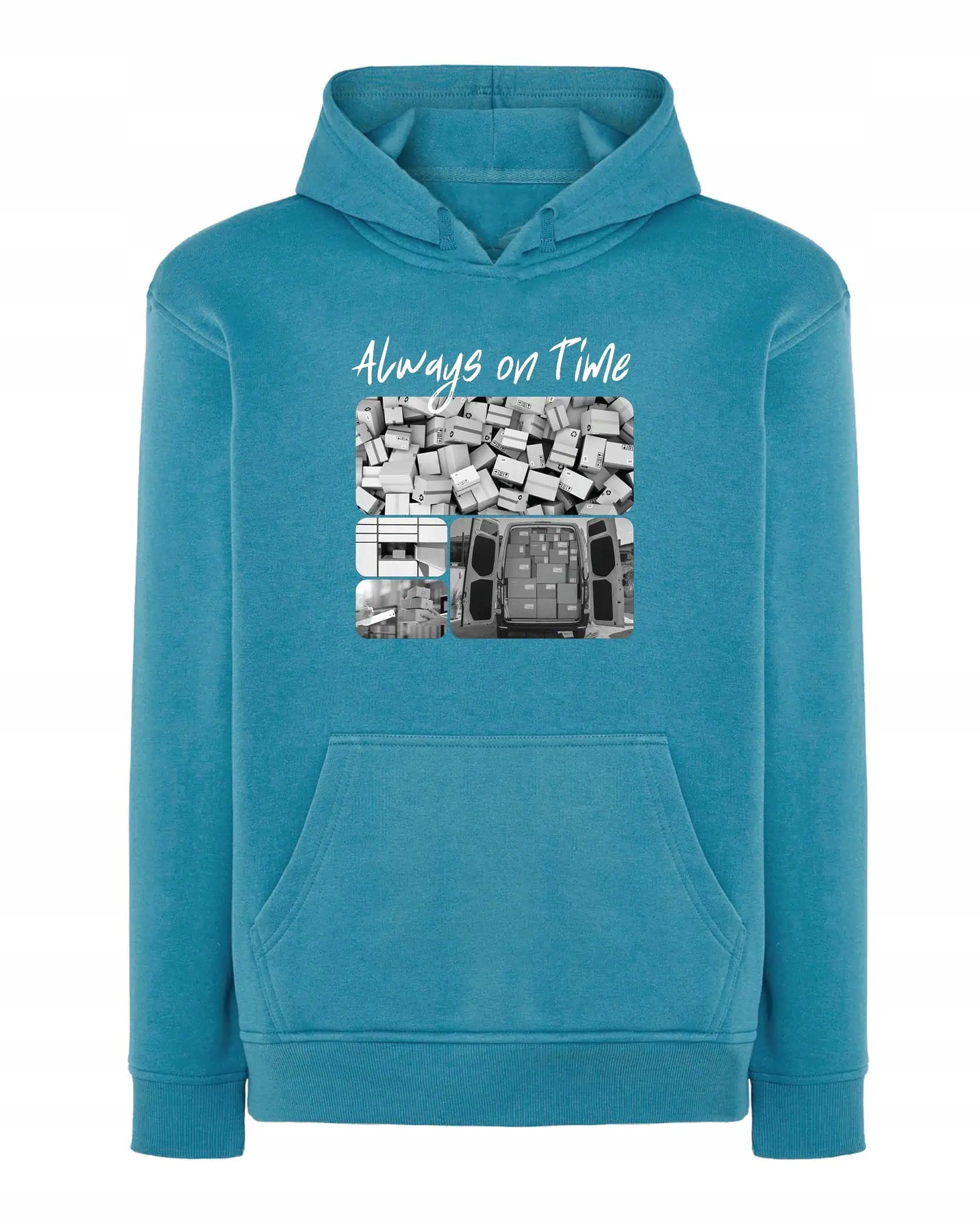 Mikina s kapucí Dárek pro kurýra Umělecká koláž Modrá M