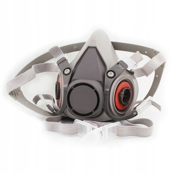 MASKA GAZOWA PÓŁTWARZOWA 6200 Z OKULAMI + FILTRY, DO MALOWANIA, PYŁU, CHEMIKALII Materiał neopren