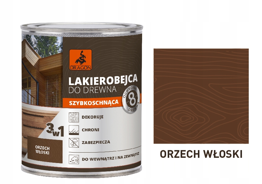 Lakierobejca 3w1 do drewna Dragon 700 ml ORZECH WŁ