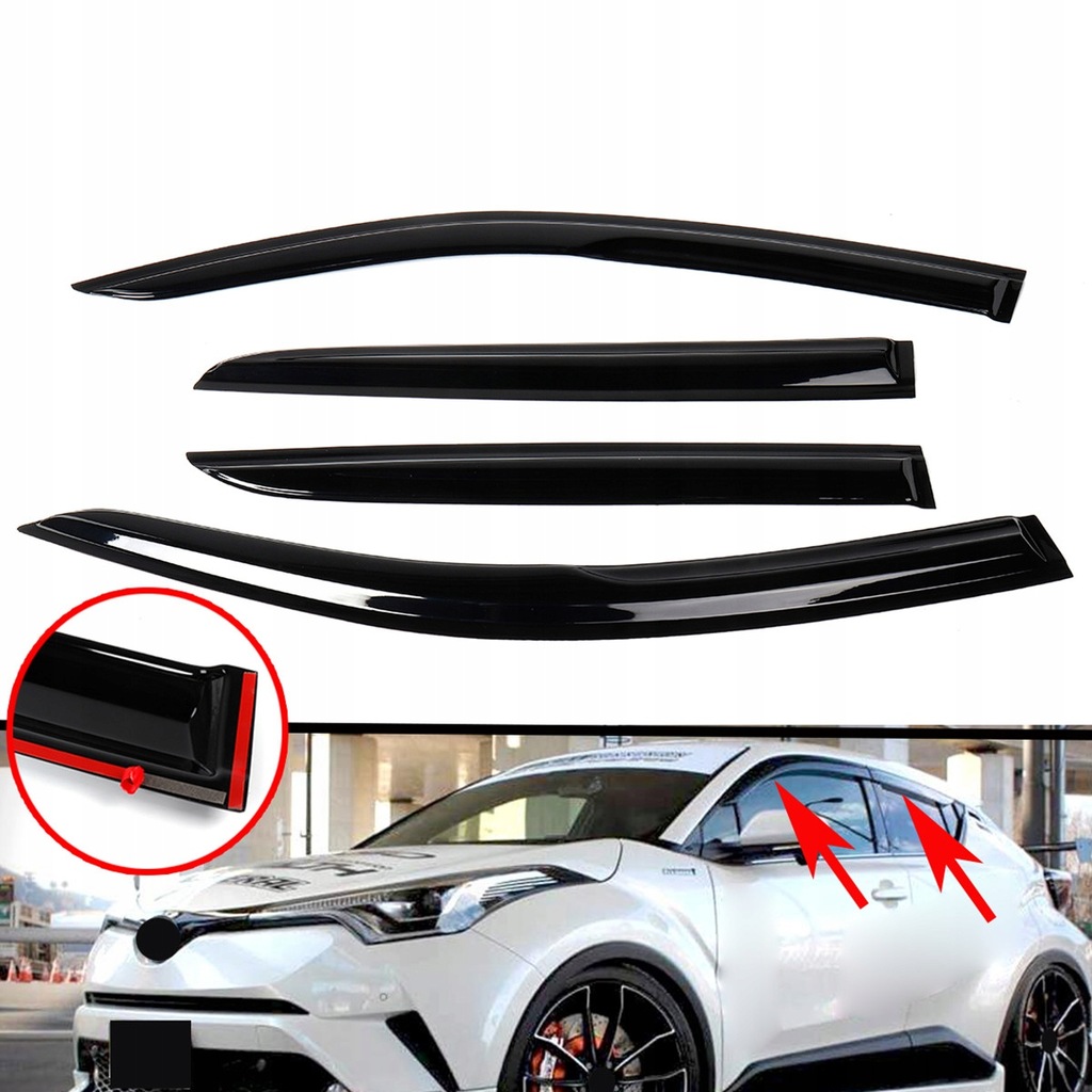 OWIEWKI SZYB BOCZNYCH DO TOYOTA C-HR CHR 17 PRZÓD TYŁ SZARE Rodzaj owiewki