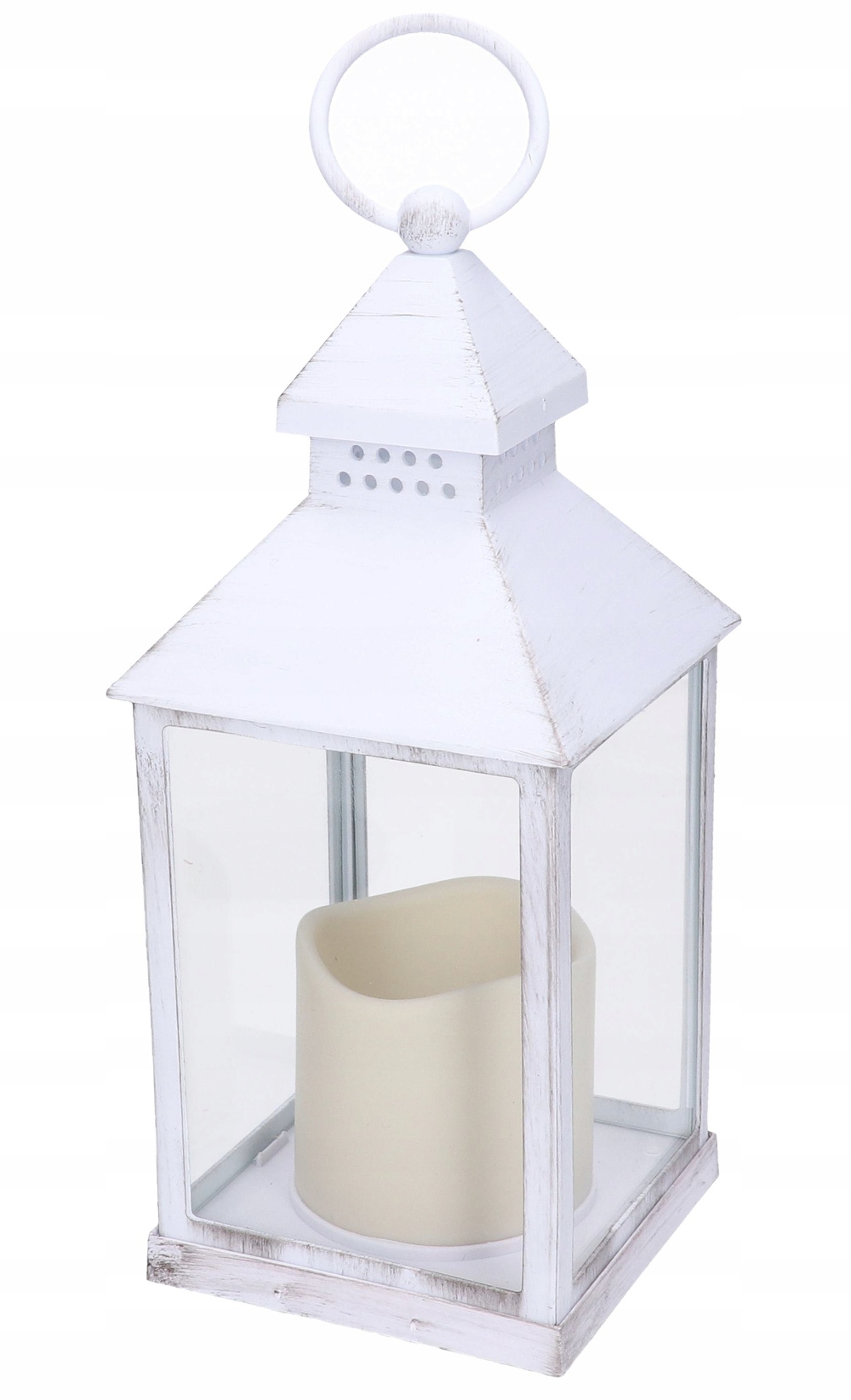 LAMPION LATARNIA BIAŁY NA BATERIE ŚWIECA LED