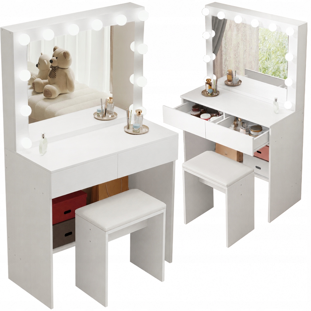Toaletní Stolek S Vizážovým Make-upem Se Zrcadlem Loft Glamour