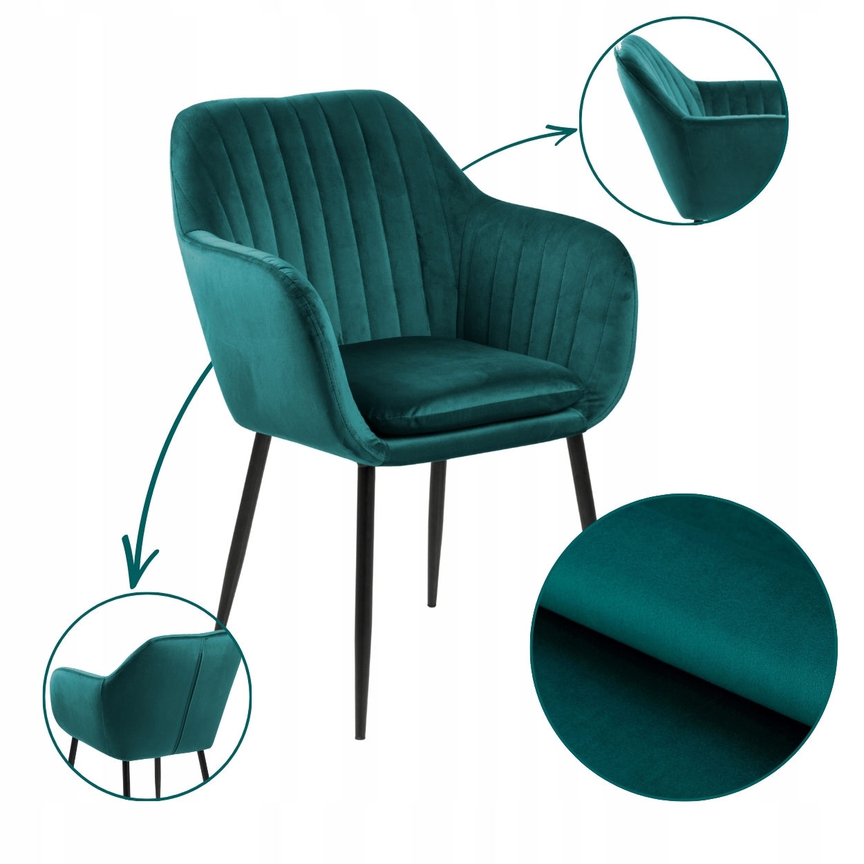 Jedálenská Stolička Do Obývacej Izby Fľašová Zelená, pohodlné čalúnenie, zelená