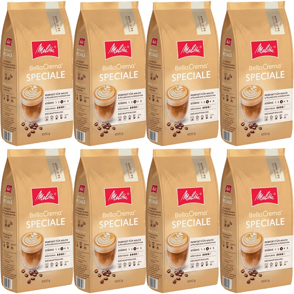 Levně 8 x Káva zrnková Melitta Bellacrema Speciale 1 kg videokniha Bonus