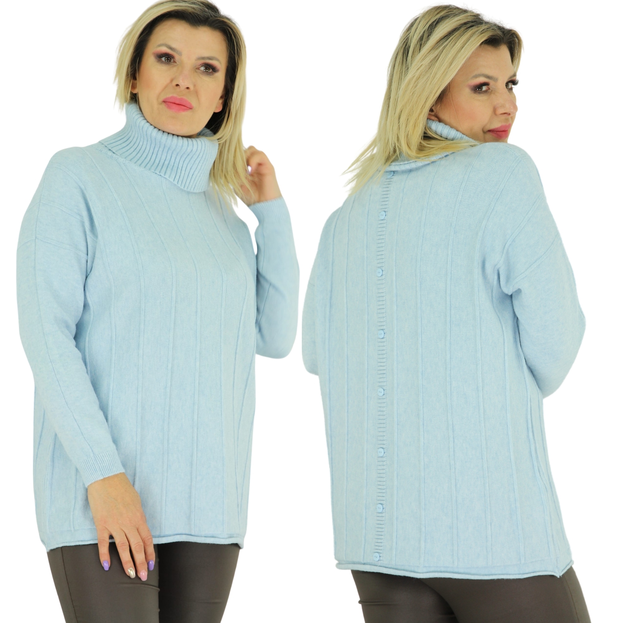 

Sweter Damski Z Guziczkami golf L-2XL