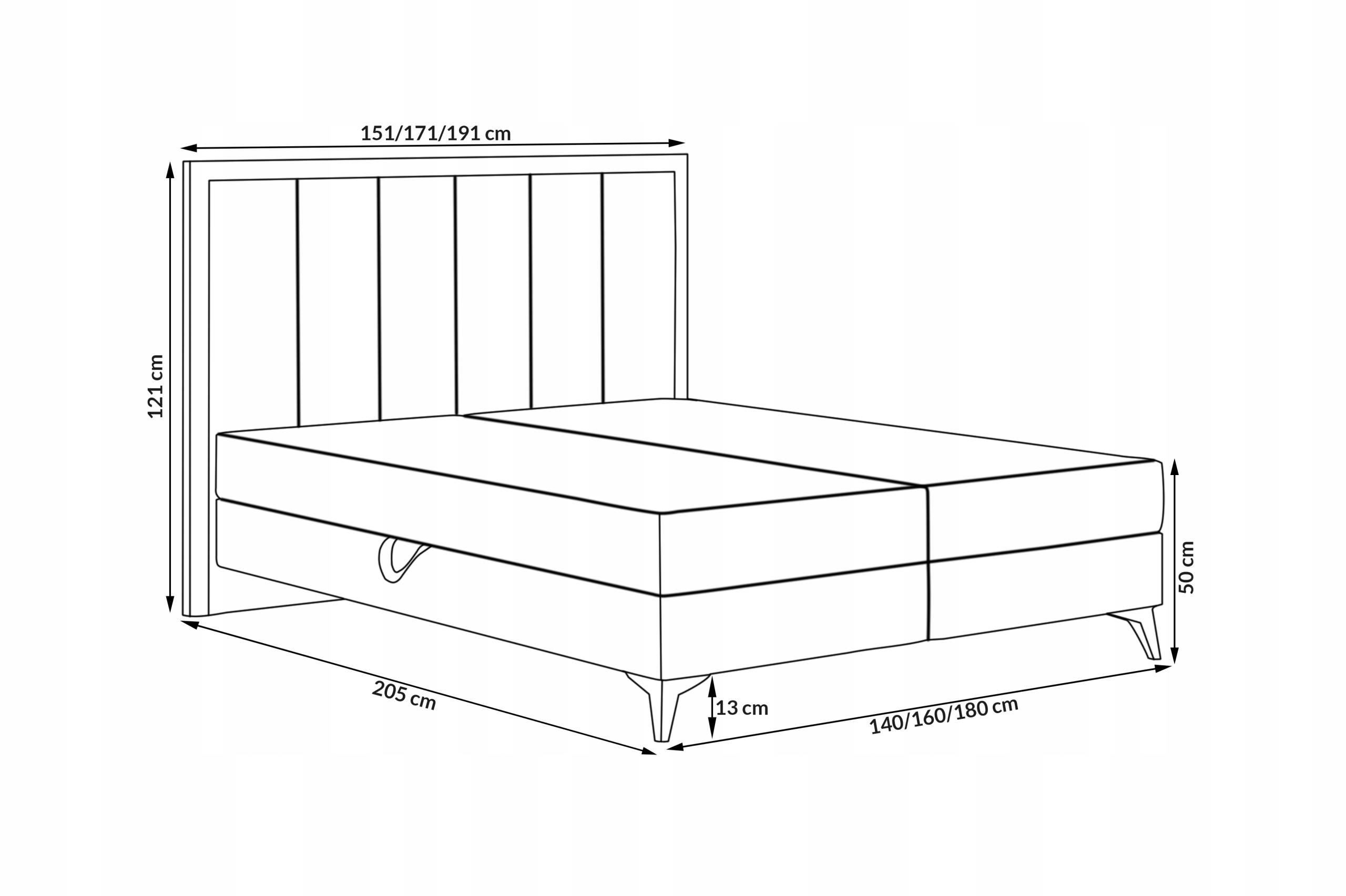 Łóżko kontynentalne Lara 140x200 Rozmiar 140x200