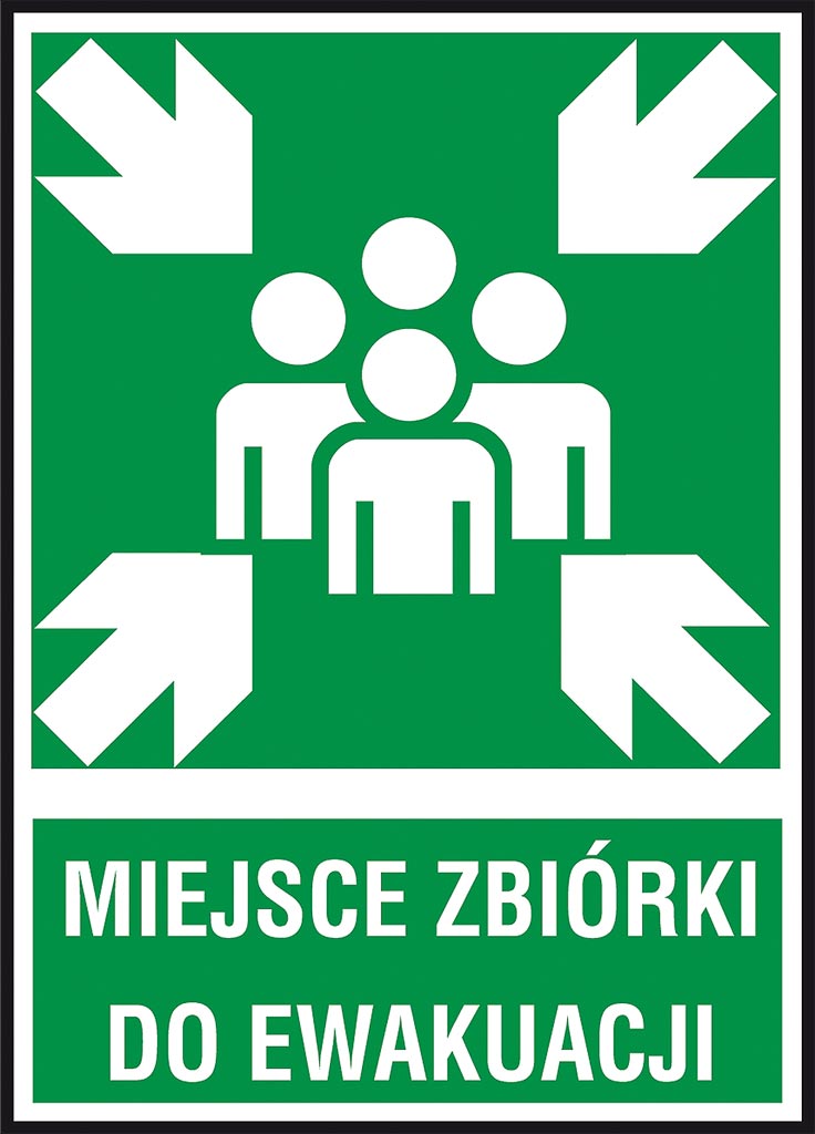 

Znak Miejsce zbiórki do ewakuacji 150x205 płytka