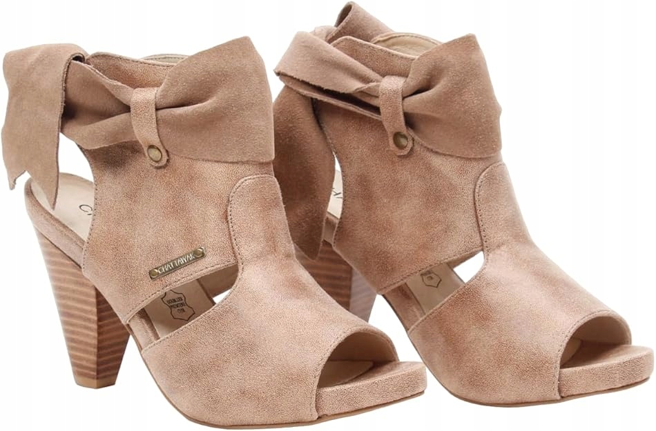 Chattawak Sandály Béžové Na Podpatku Dámské S Kůží 38 J_a