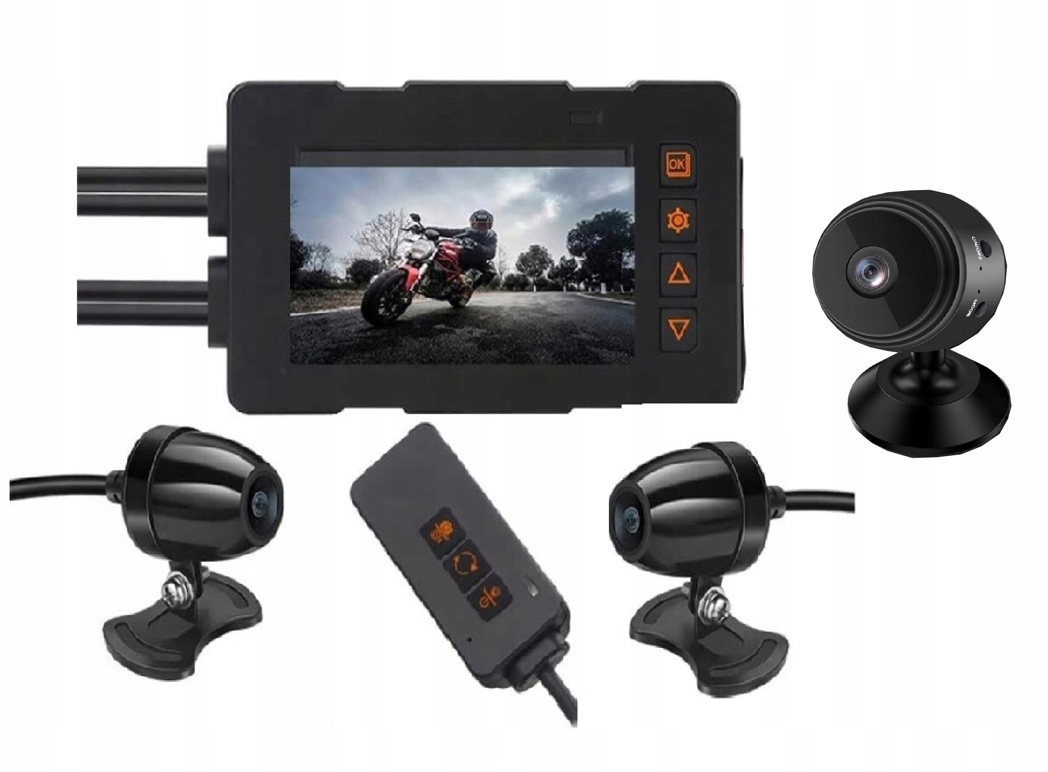 Motocyklová kamera záznamník jazdy vpredu a vzadu FullHD WiFi M7 Darček W9