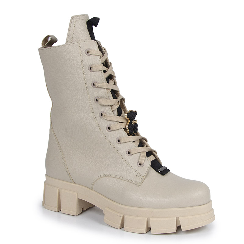 Pollonus 5-1580-006 Kotníkové Boty Workery Kůže Lico Béžová 36