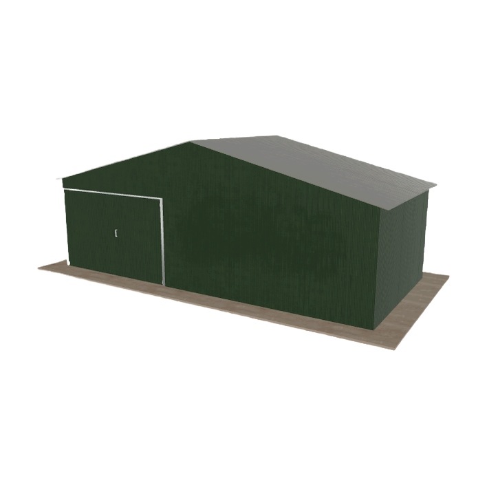 Plechová garáž 7.5x3.5 m jednopolohová, dvouspádová, zelená