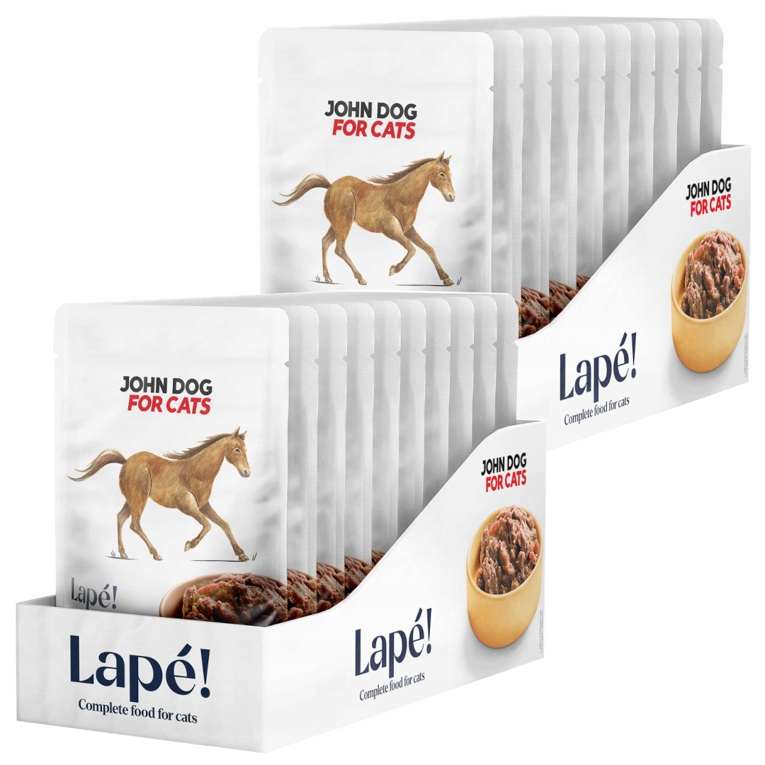Levně John Dog For Cats Lapé 20x100g Monoproteinové Mokré Krmivo Pro Kočky s koňmi