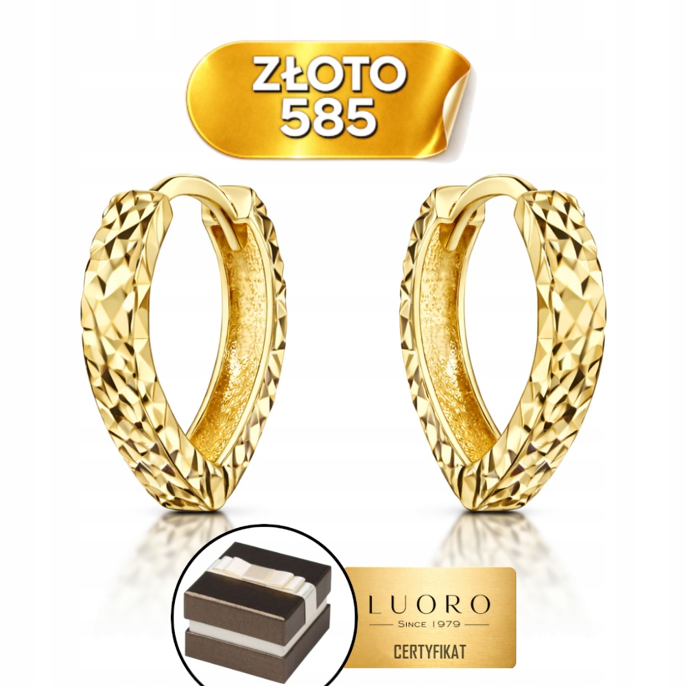 Náušnice Zlaté 585 14K Slzy Diamantové Zapínání 1,48 CM Elegantní